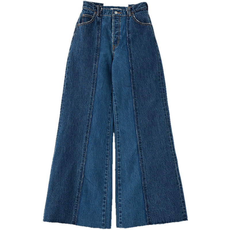 moussy 女裝新品休閑解構(gòu)拼接闊腿牛仔褲喇叭褲010HA611-4911 110藍(lán)色 S 00001
