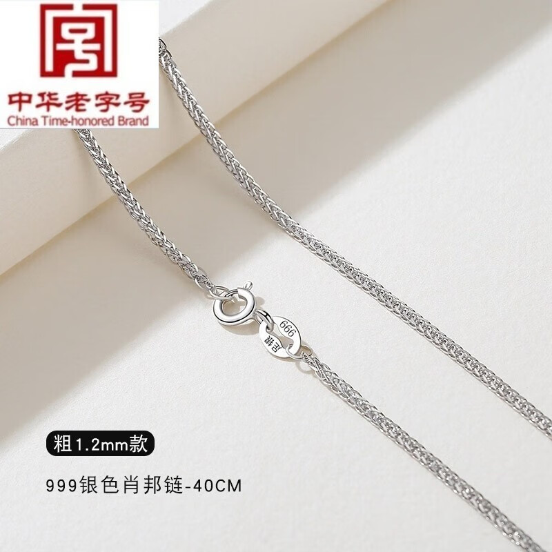 晟煦 999纯银肖邦链银项链18k金色无吊坠长款毛衣链女锁骨链银链素
