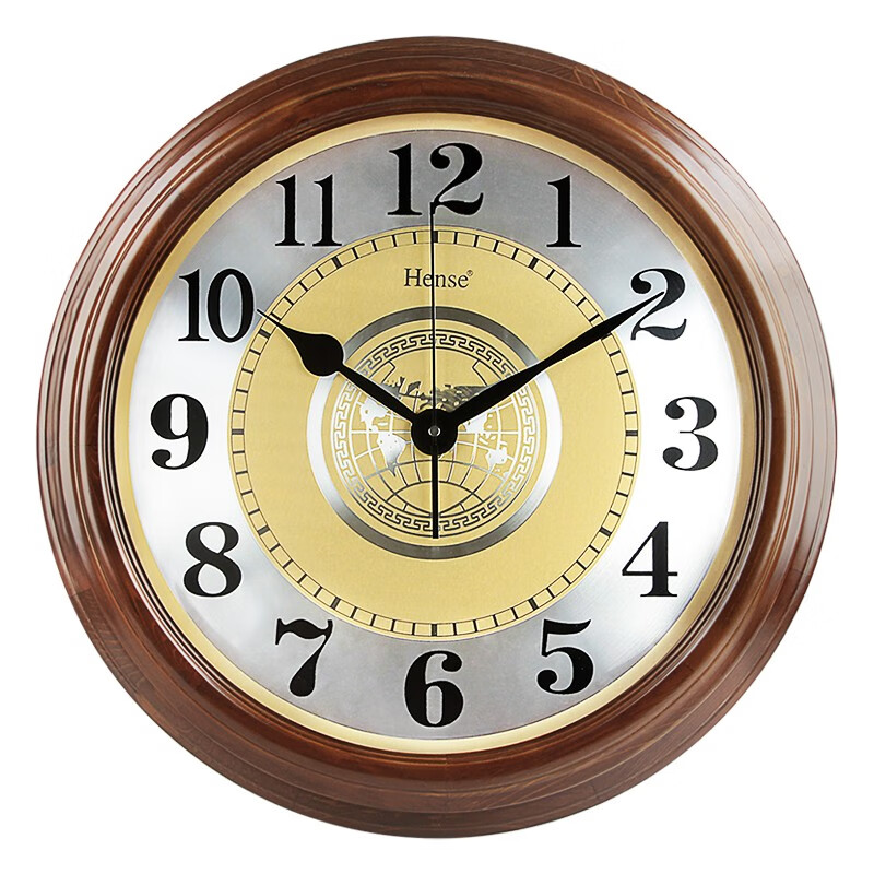 汉时（Hense）大号客厅挂钟欧式复古实木钟表挂墙挂表创意时钟壁钟石英钟HW10 棕色-扫秒机芯