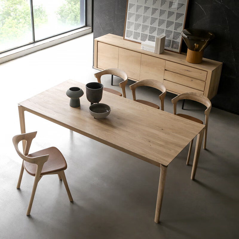 优只实木餐桌纯实木现代简约餐桌椅日式纯实木餐桌长方形原木侘寂风饭