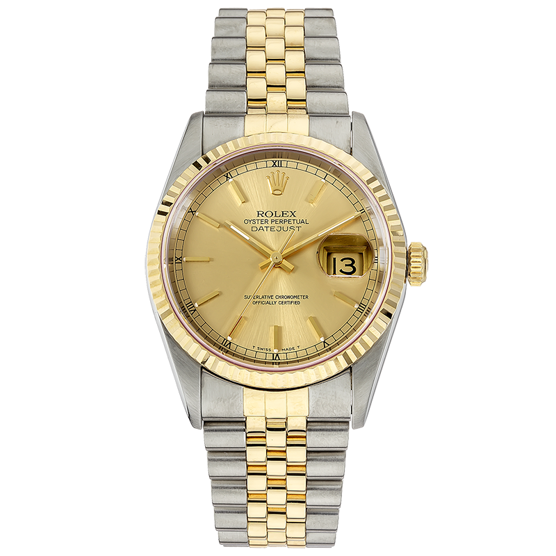 【二手95新】劳力士日志型精钢/18k黄金自动机械16233男表奢侈品腕表