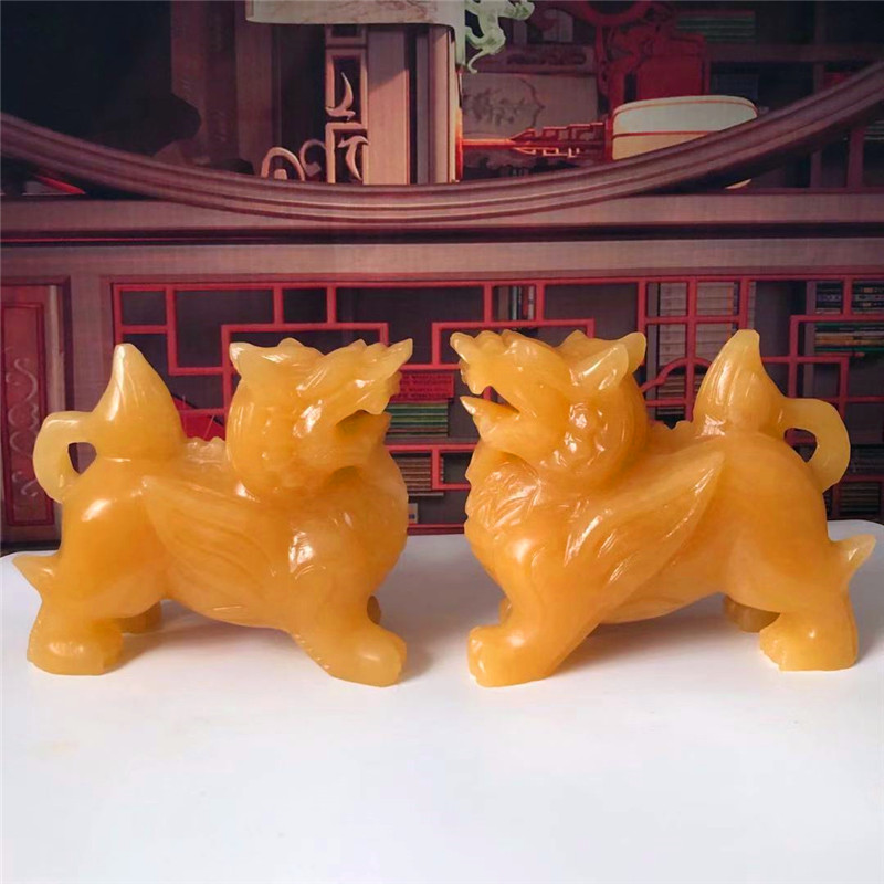 摆件家居装饰品皮休客厅玄关办公室桌柜开业礼品 长15厘米一对貔貅