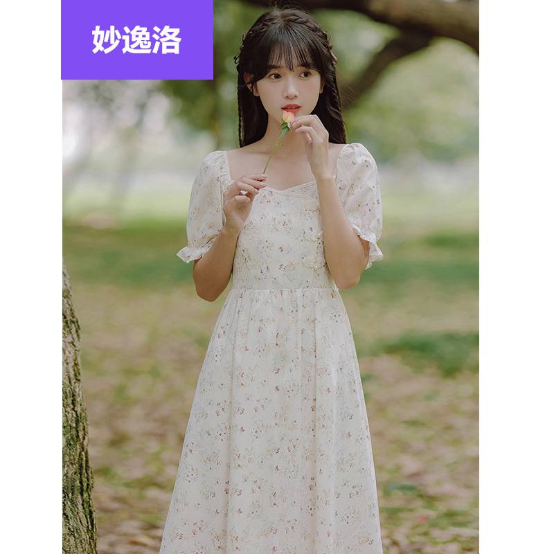 女生长裙子仙女连衣裙学生夏季学院风中长款过膝韩版收腰显瘦仙气少女