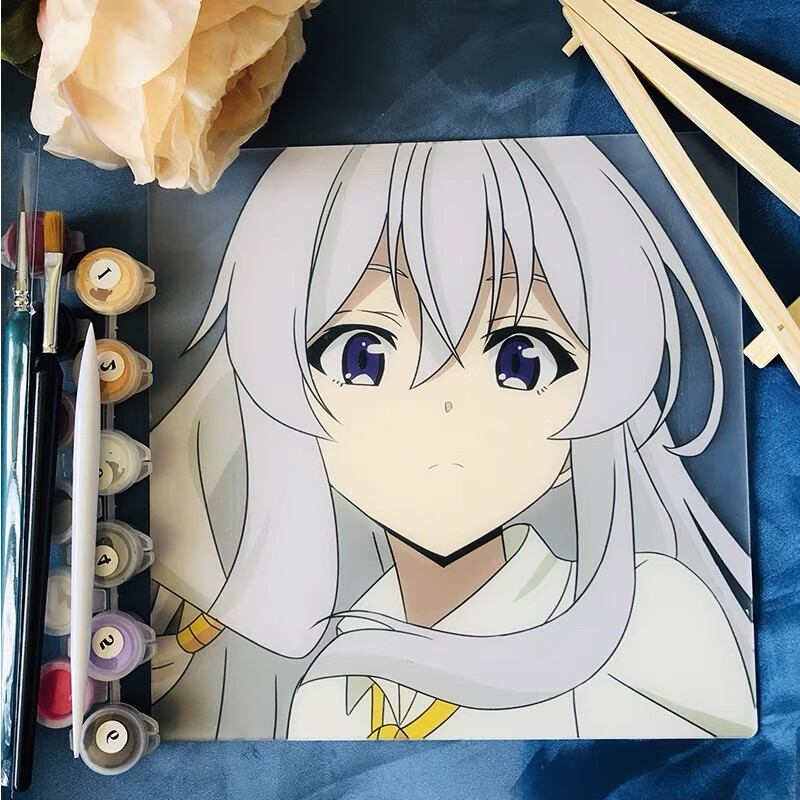 玻璃画动漫 亚克力填色画diy高透画diy彩绘解压特色礼物动漫玻璃l 伊