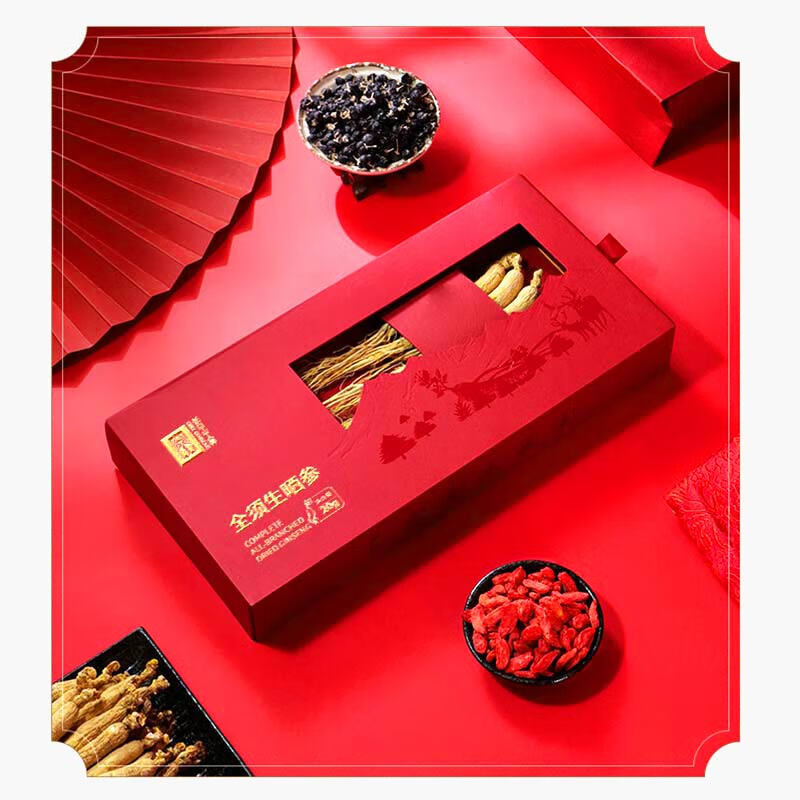 长白山人参全须生晒参东北红参干人参滋补品送长辈礼盒人参皂苷煲汤泡酒 全须生晒参 20g*4盒 【送礼品袋2个】 【长白山人参旗舰推选】热销爆款