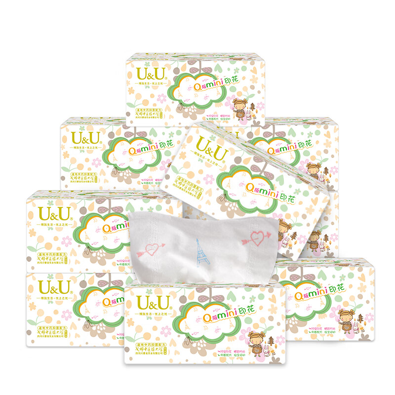 U&UUU抽紙印花整箱批發(fā)餐巾紙巾家用家庭裝實(shí)惠裝面巾紙12包 #1#