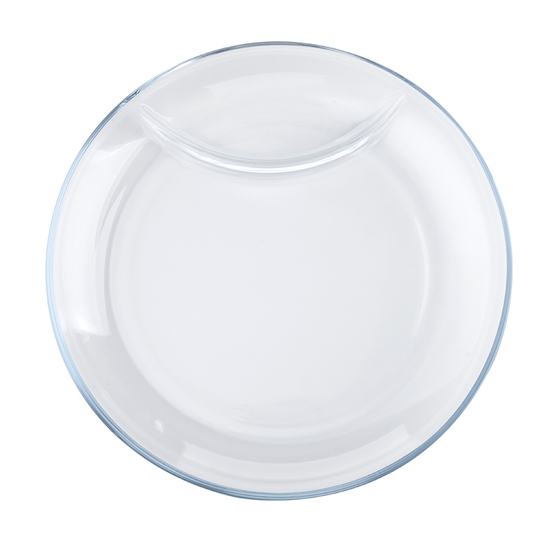 菲內(nèi)克斯鋼化玻璃方形圓形分隔餐盤帶醋醬碟多功能餃子盤子適用微波爐烤箱 圓形10寸2只裝