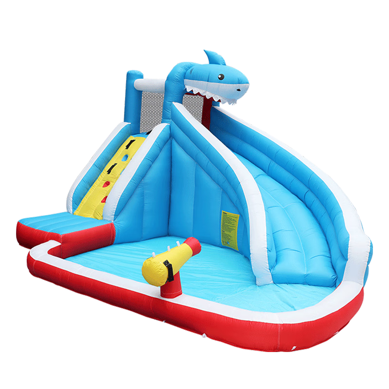 博士豚 充氣城堡室外大型戶(hù)外兒童玩具跳床滑梯攀巖家用小型游樂(lè )場(chǎng) 63114-鯊魚(yú)滑梯( 可玩水款 )
