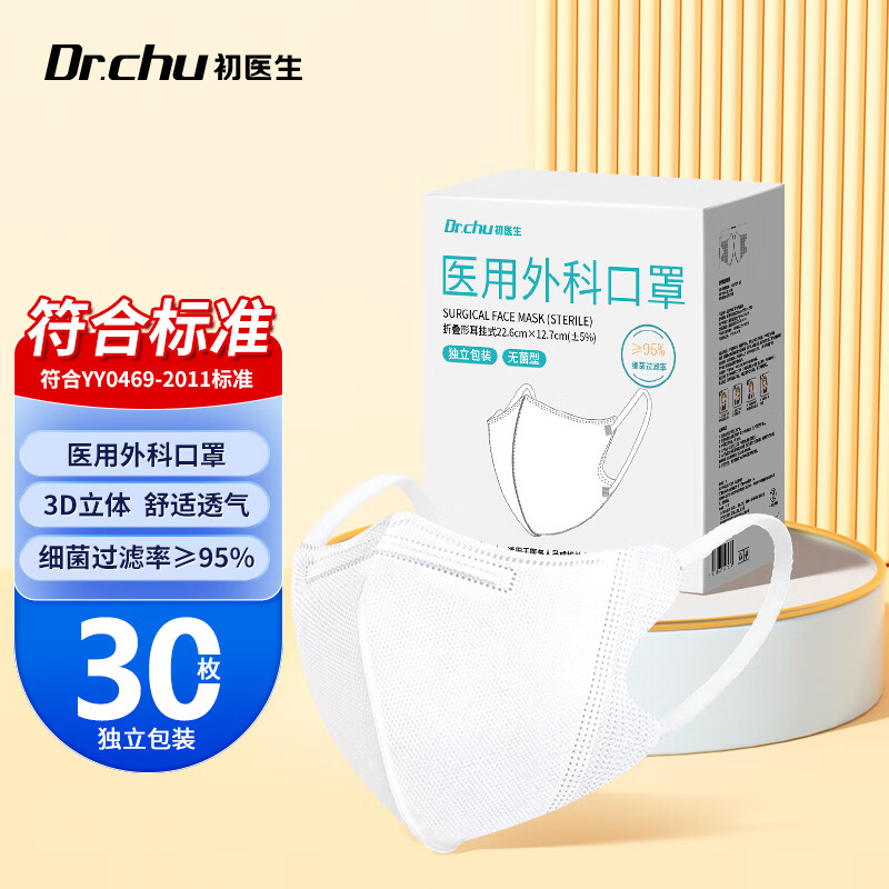 未来选择评测初医生3d 医用外科 纯白 成人一次性医用外科口罩口碑怎样？深度测评如何呢