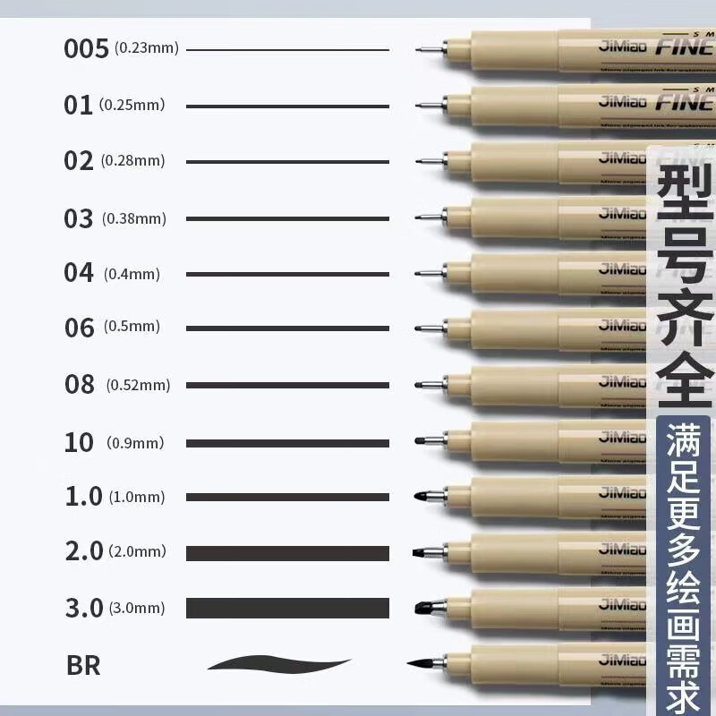 美术勾线笔绘画防水漫画描边手绘设计黑色针管笔美术专用樱花 速抢券【每日只发30张】 全套12支丨每款各1支【配高光笔】