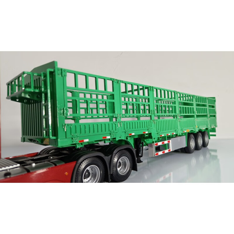 burjuman解放挂车模型1:24解放jh6十三米挂车厢高栏红色卡车摆件收藏