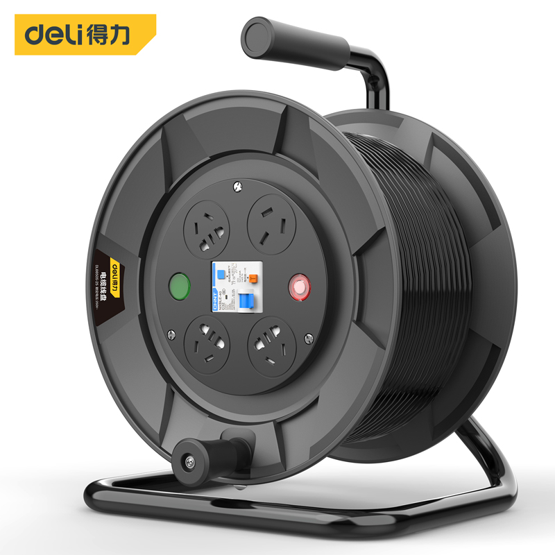 得力(deli) 工程接线盘移动电缆线盘电线盘拖线盘卷线盘插座插排过热