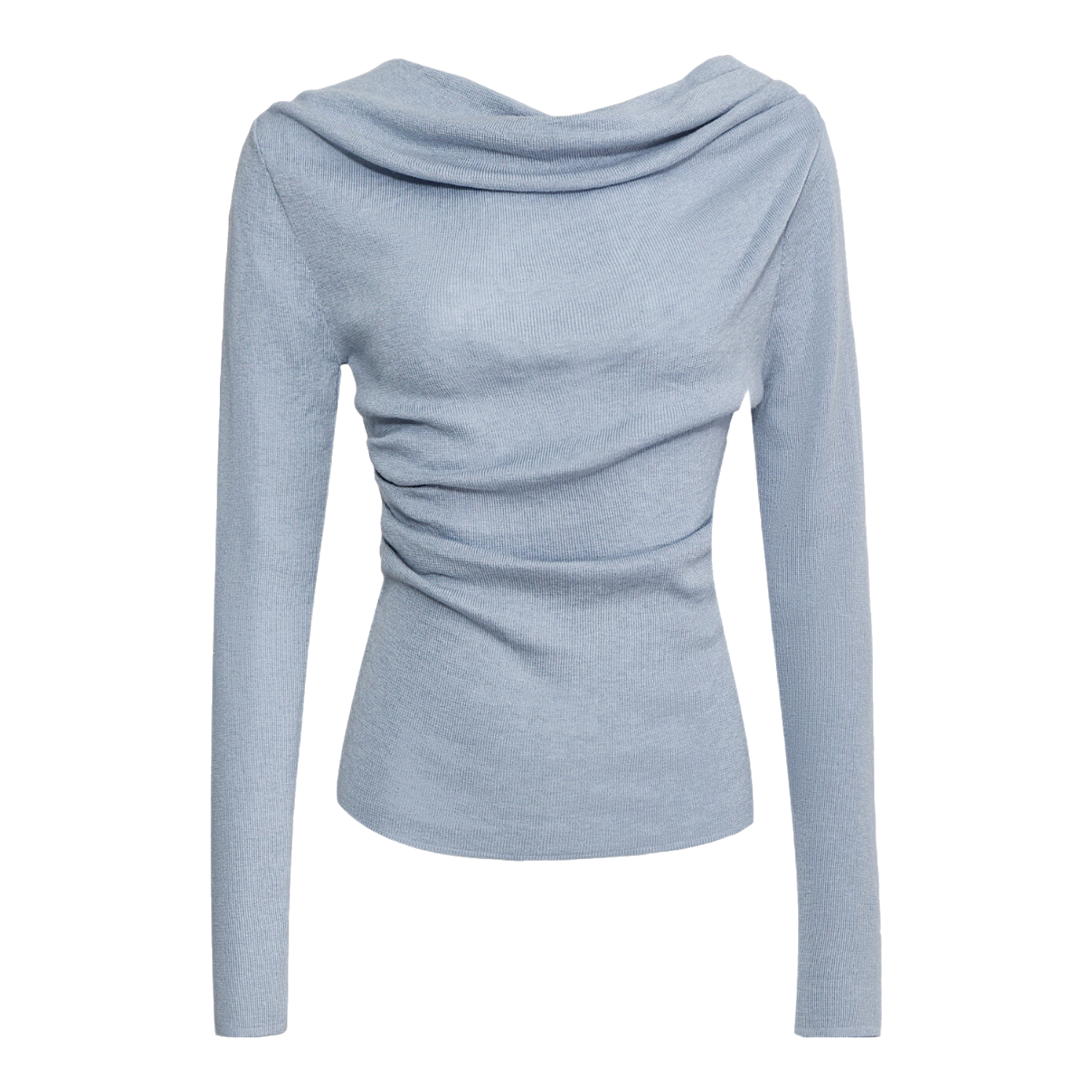 EGGKA法式荡领一字肩收腰针织衫女春秋新款通勤百搭温柔气质长袖上衣 米杏E24B5134AF S