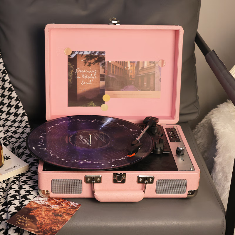 MZELI KING复古黑胶唱片机蓝牙音响音乐神器唱片播放器生日乔迁新婚礼物七夕礼物可代写贺卡 【一代新款】暗夜黑