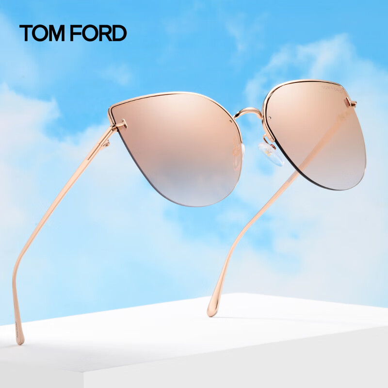 汤姆福特（TOM FORD）女款墨镜遮阳防晒高清驾驶户外太阳镜TF0652 33Z金框渐变粉眼镜片