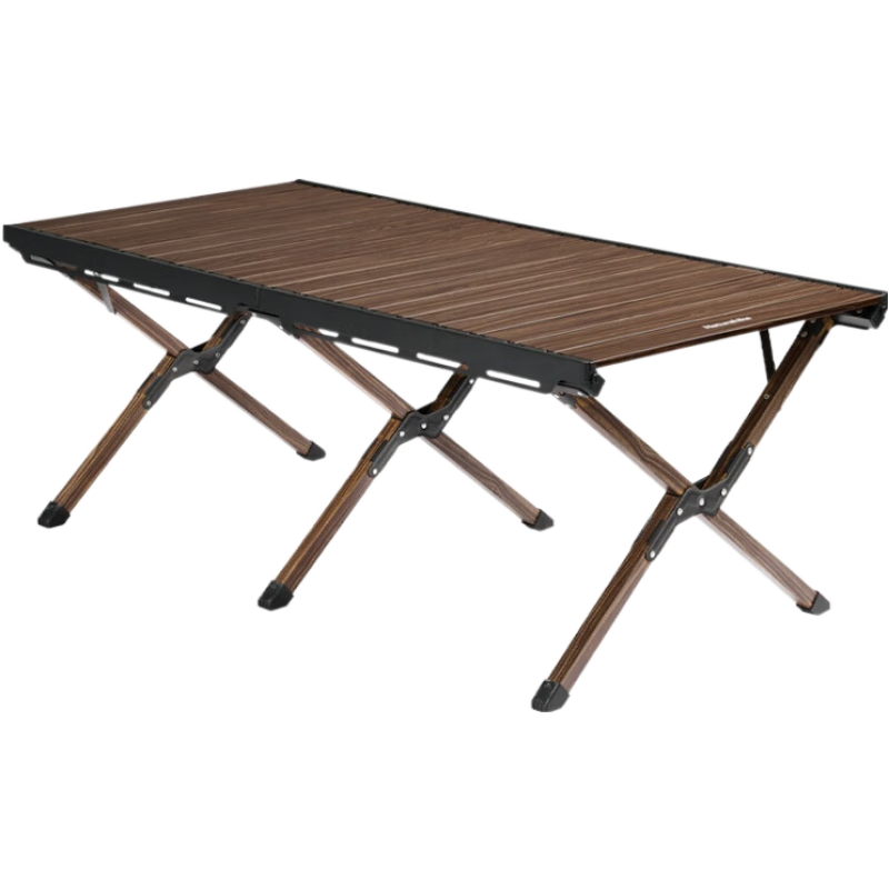 Naturehike挪客鋁合金蛋卷桌戶外露營(yíng)便攜折疊桌野餐燒烤桌子 方諾胡桃色桌椅2人套餐