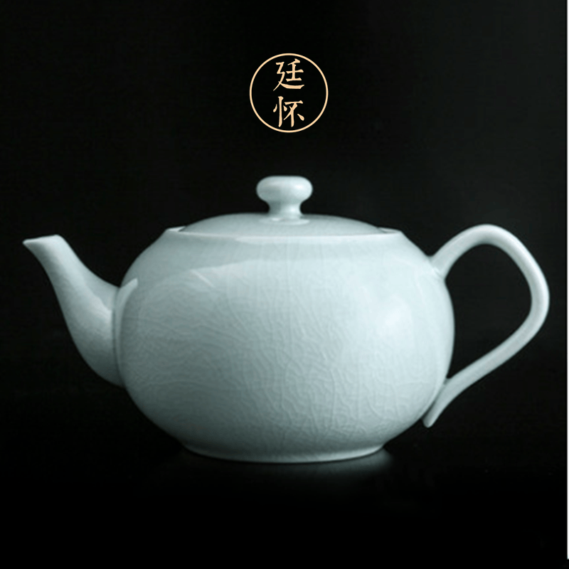 廷怀窑 汝窑茶壶单壶开片大号家用 320毫升大壶 陶瓷茶壶汝瓷可养  廷