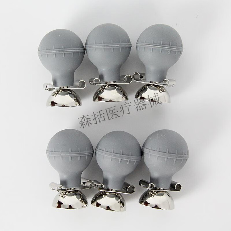 成人心电图机配件胸电极导联线插孔通用两孔普通灰色吸球 灰色吸球(一