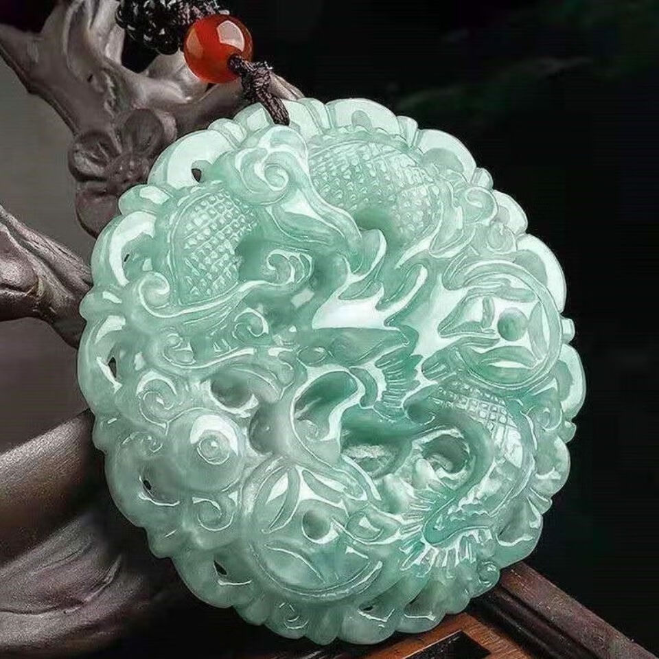 皇本天然缅甸翡翠富贵龙牌挂件 吊坠玉牌男神礼物 挂绳款