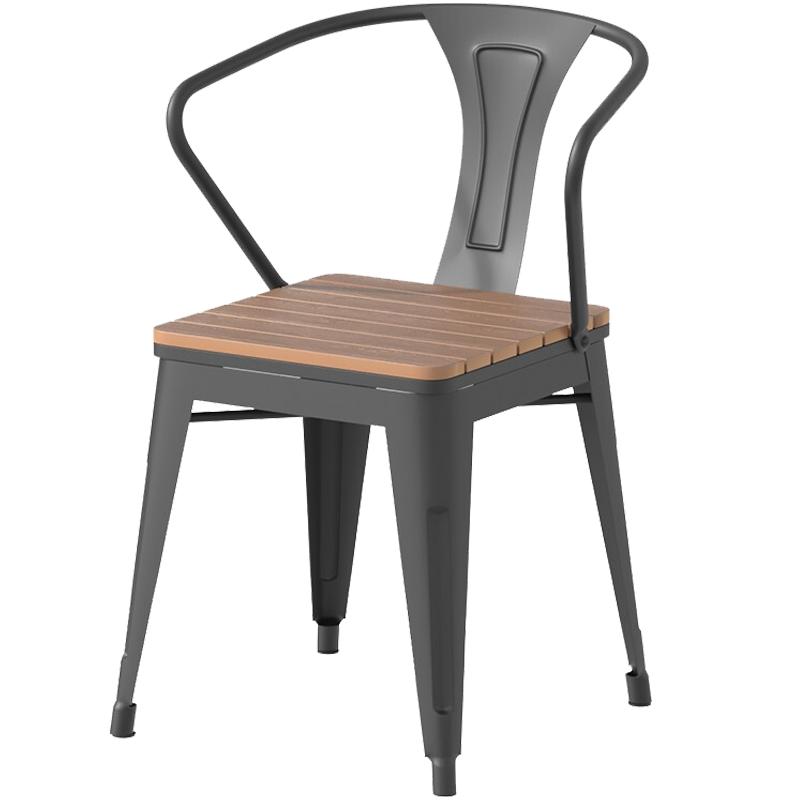 凝企 阳台户外桌椅组合庭院室外铁艺小茶几简约休闲花园休闲椅子三五件套咖啡厅露天公园塑木防腐防雨防晒 【休闲椅】单张(防水防潮) 户外休闲桌椅