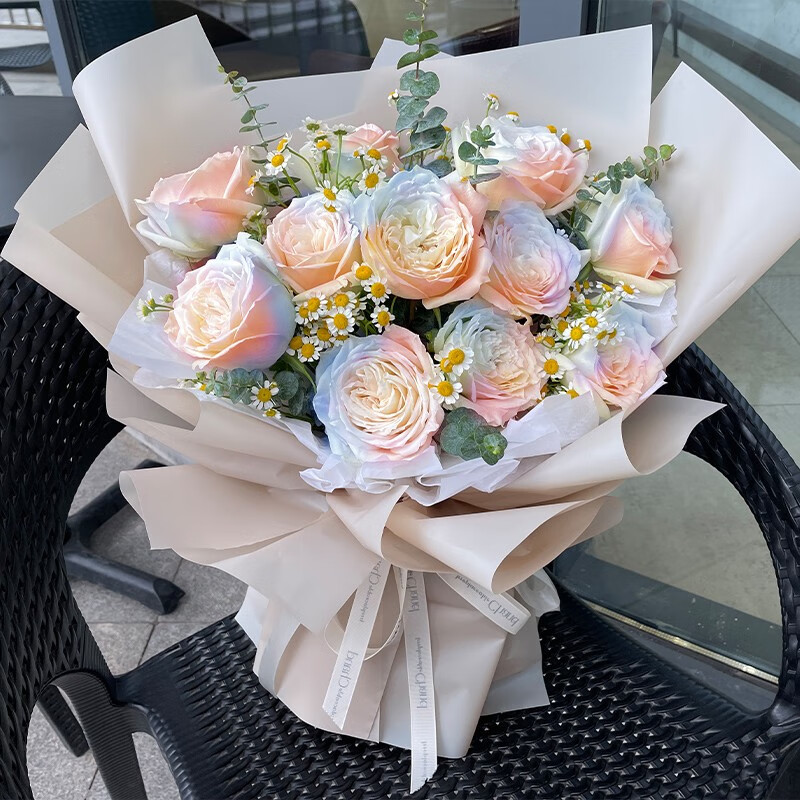 速递碎冰蓝玫瑰送老婆生日礼物女友表白全国同城配送 11朵人鱼姬玫瑰