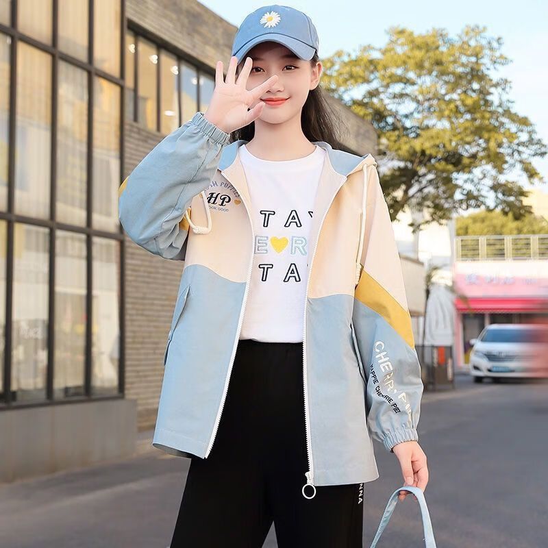 的中学生春装外套女高中女孩休闲风宽松春秋季少女休闲休闲风休闲风衣