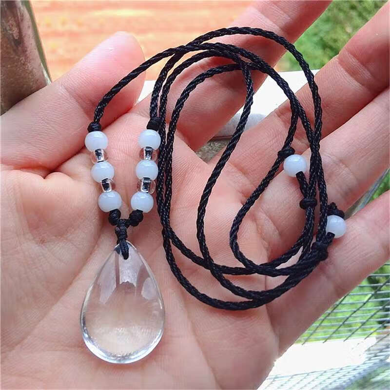 浦边中水滴水晶项链创意送男女生日礼物编织绳吊坠可定制刻字饰品 a款