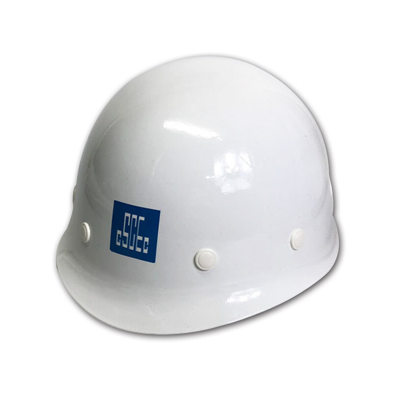 村国标高强度防砸玻璃钢领导安全帽有备案证工地施工 白色(中建标志)