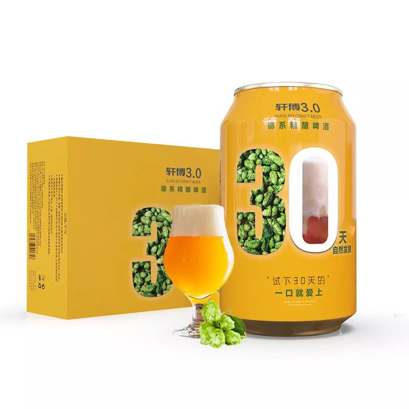 轩博精酿啤酒德国工艺啤酒整箱易拉罐330ml*24听白啤熟啤罐装扎啤 3.