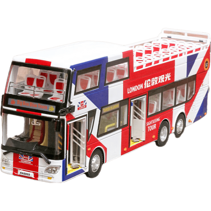 MINI AUTO1：42咔尔新能源客车合金巴士模型公交玩具惯性声玩具机场大巴车 伦敦观光巴士