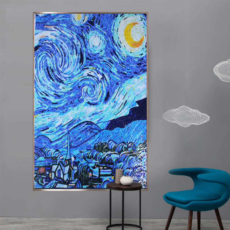 华欣硕 梵高星空剪画艺术马赛克背景墙砖现代客厅玄关过道图拼图拼花