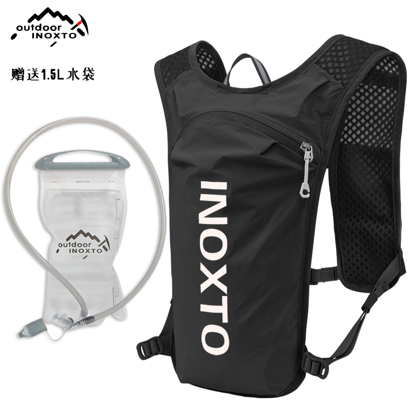 INOXTO鹰图越野跑背包轻薄透气速干跑步包户外双肩包水袋包5L容量591黑配白