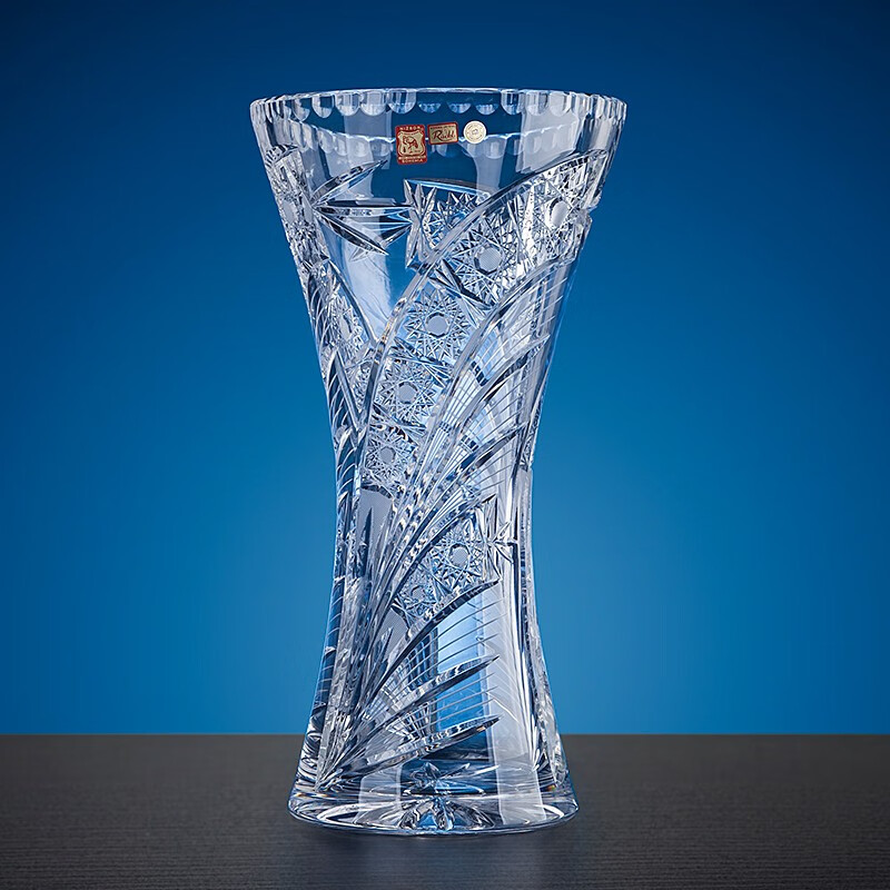 bohemia 捷克进口人工合成精刻斯诺特系列水晶玻璃大花瓶刻花台面客厅
