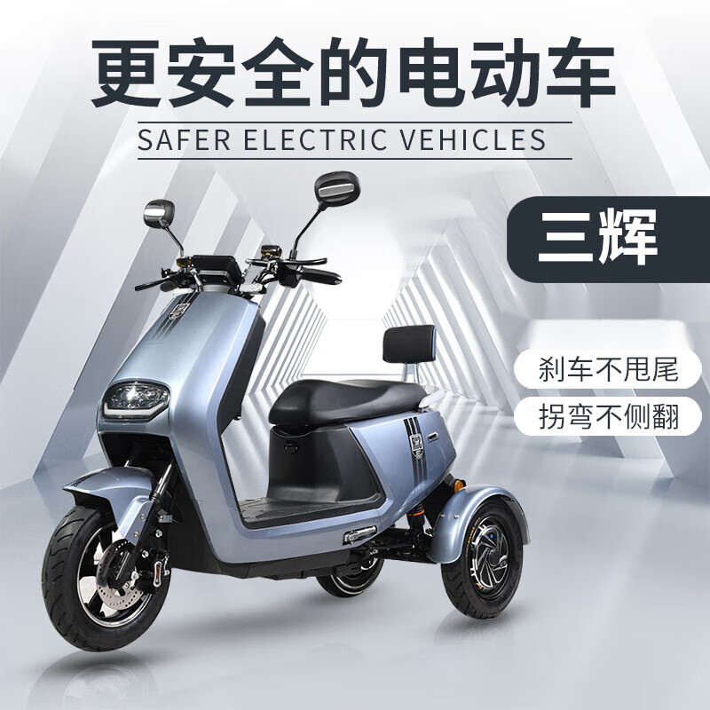新款电动三轮车休闲代步车家用接送孩子新手平衡不倒翁助力车 (固定版