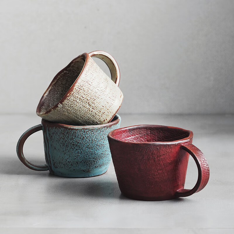 瓷在四方手工创意陶土咖啡杯日式复古餐厅家用早餐杯大