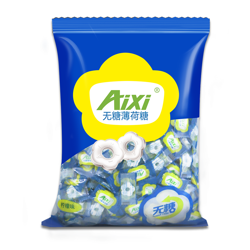Aixi檸檬味無糖薄荷糖休閑商務(wù)招待糖果750g/袋