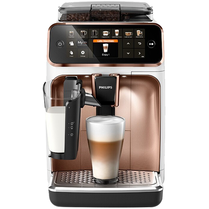 飞利浦（PHILIPS）咖啡机 家用全自动意式浓缩现磨咖啡机 露娜系列 Lattego牛奶系统 12档研磨 高压冲煮 高压萃取 意式全自动咖啡机EP5144/82-白金款