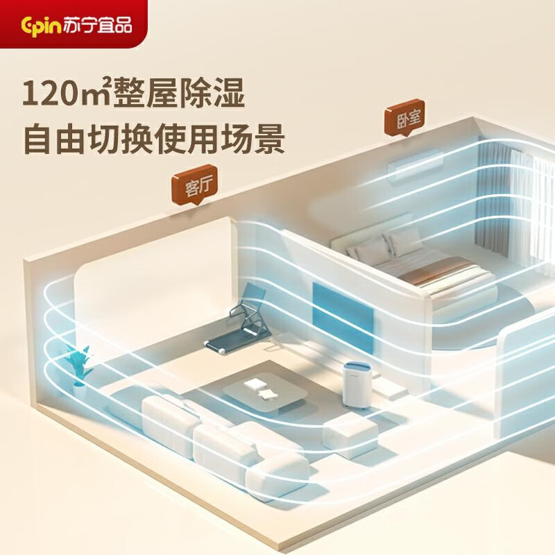 苏宁宜品除湿机家用20L室内70-120㎡大除湿量 抽湿机卧室静音吸湿器地下室防潮除湿器去湿除潮 20L/天 家用大容量款【压缩机 水满停机】