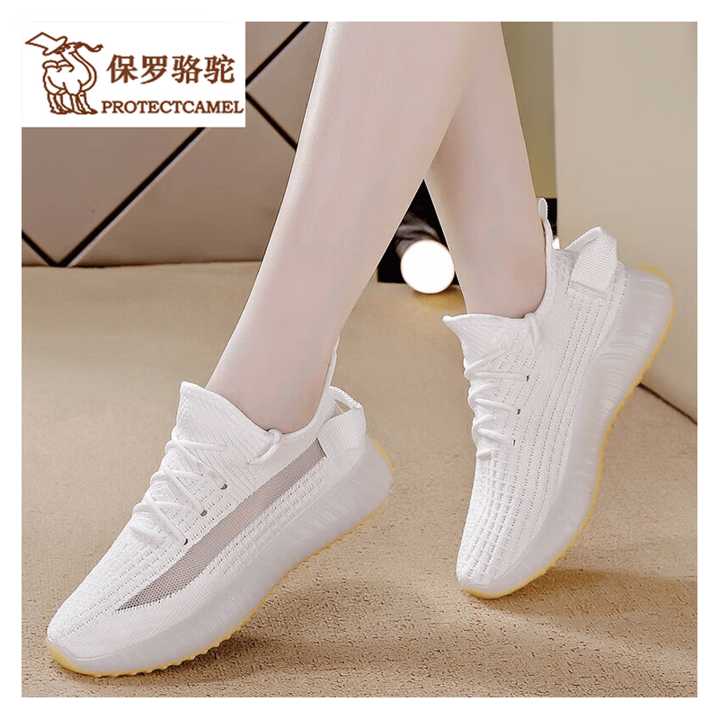 保罗骆驼(protectcamel)品牌女鞋新款2024年春季网面运动鞋透气平底