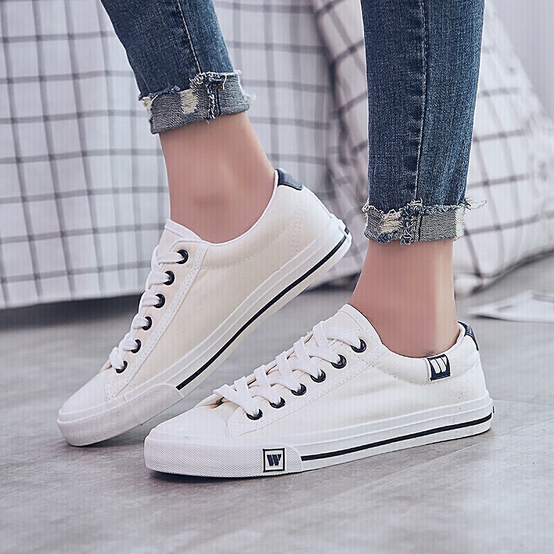 情侣室外耐磨低帮板鞋学生跑步运动鞋  wxy709t 白色 34