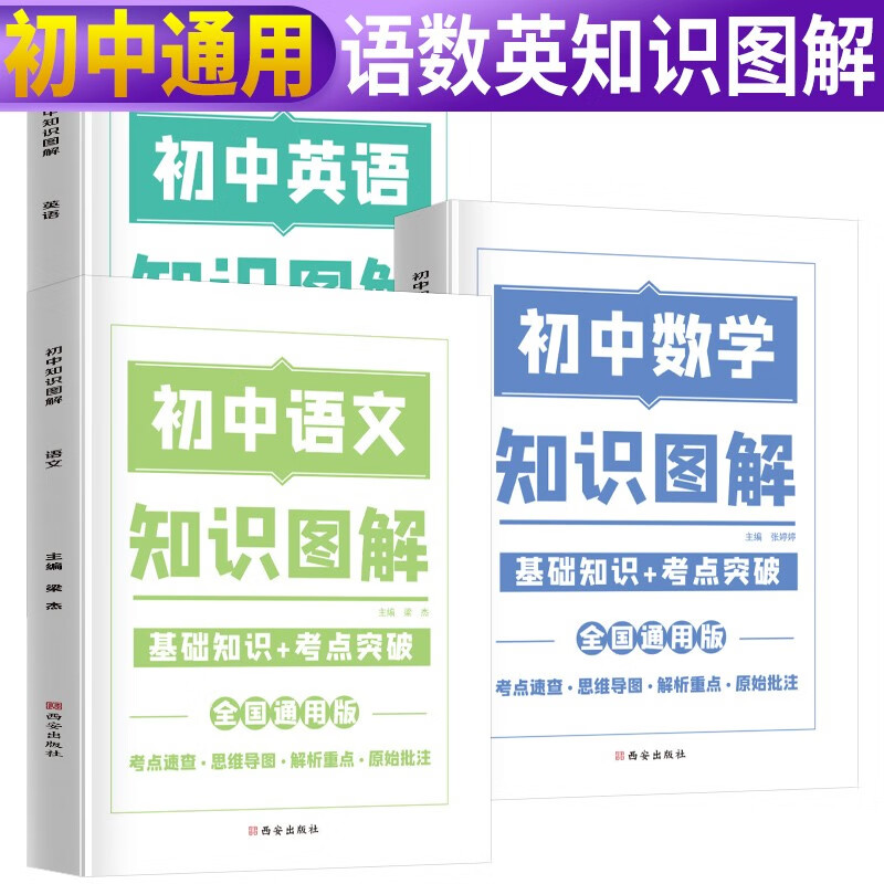 套装3册 初中图解知识大全语文数学英语通用 初中基础知识手册 知识集锦 初中知识清单 初中七八九年级总复习基础知识点资料书重点归纳