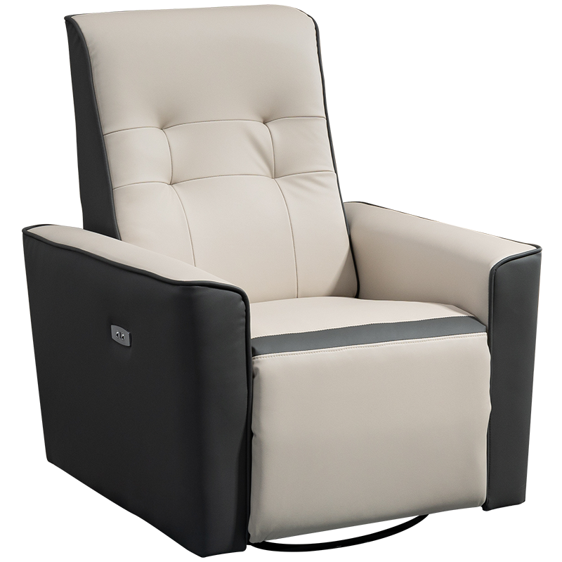 安法拉头等舱功能沙发电动太空单人沙发懒人科技布小沙发阳台舒适可躺网红摇椅简约 黑灰 超纤皮+手动可躺