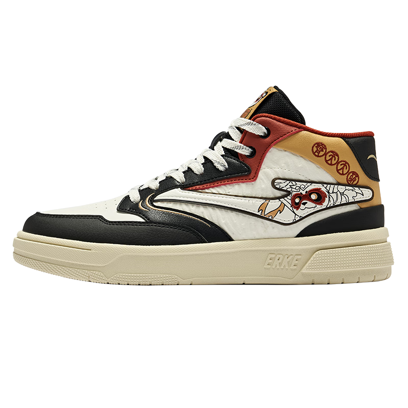 鸿星尔克高帮板鞋男鞋保暖拼接撞色运动休闲鞋子男|电池熊猫3lite