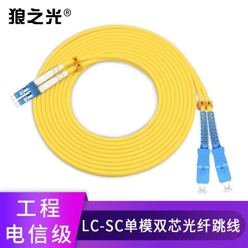 电信级工程单模2芯光纤跳线尾纤跳钎尾钎（数据中心IDC机房存储） LC-SC单模双芯 20米