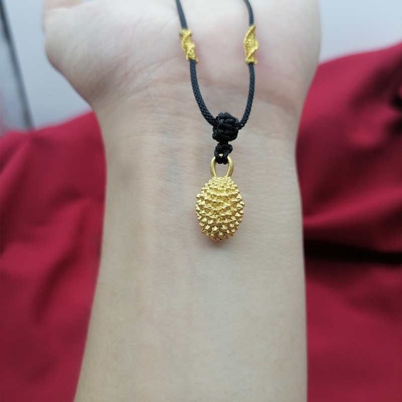 lpez老凤凰足金999榴莲吊坠黄金水果吊坠金榴莲项链送女友送老婆生日
