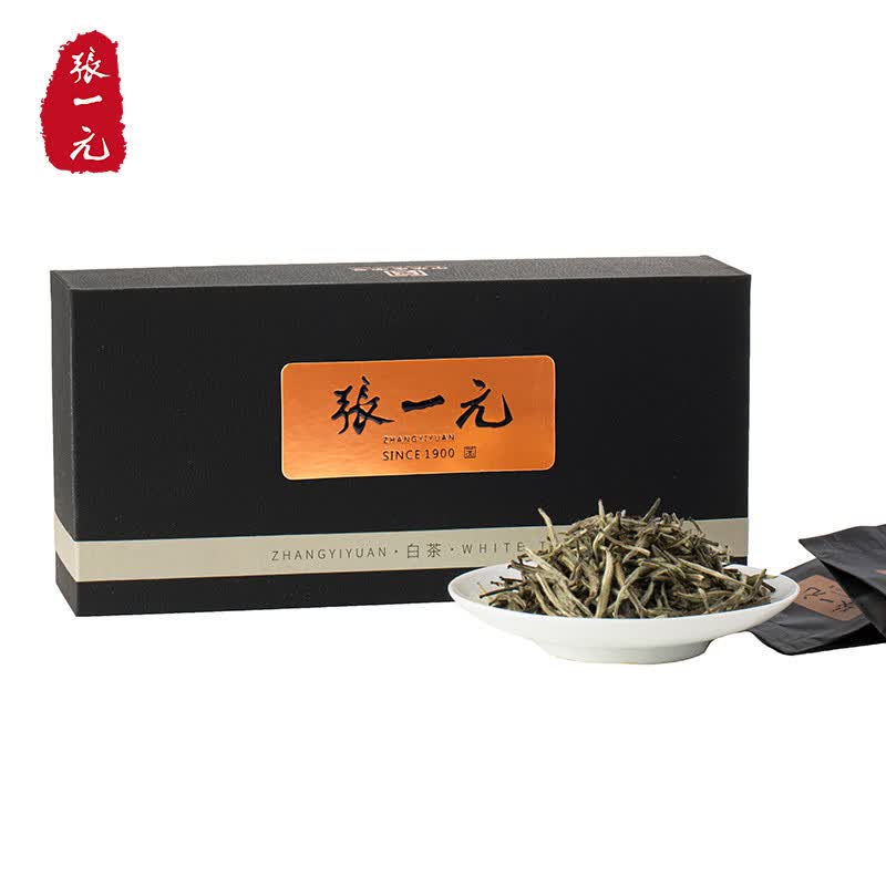 张一元茶叶特级白茶白毫银针新茶(尚品系列)茶礼送礼盒装80g(20包) 0