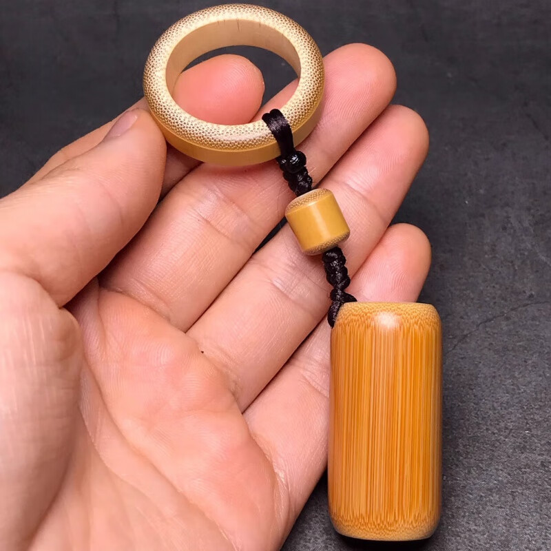 胖东来同款手把件竹节实心精品老料竹可爱竹子小挂件文玩竹子墩子 玉竹桶珠直切倒角款