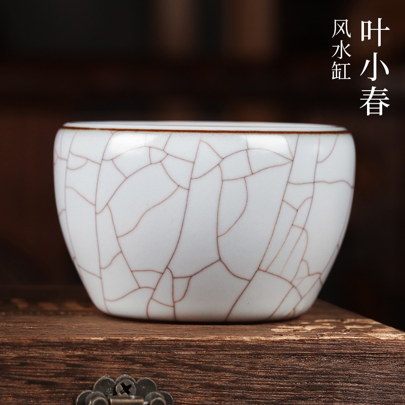 隐庐 叶小春 龙泉青瓷品茗杯 陶瓷茶杯哥窑月白釉风水缸小茶杯 家用