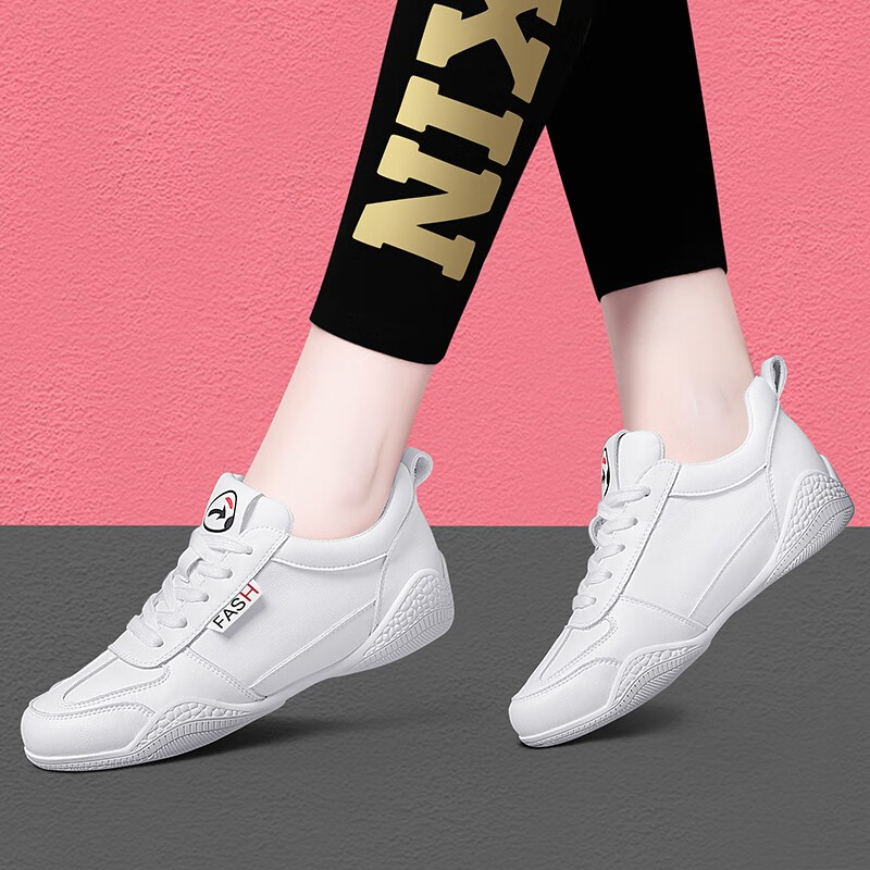 古奇天伦(guciheaven)牛皮休闲鞋女春季女鞋子平底鞋小白鞋运动跑步鞋