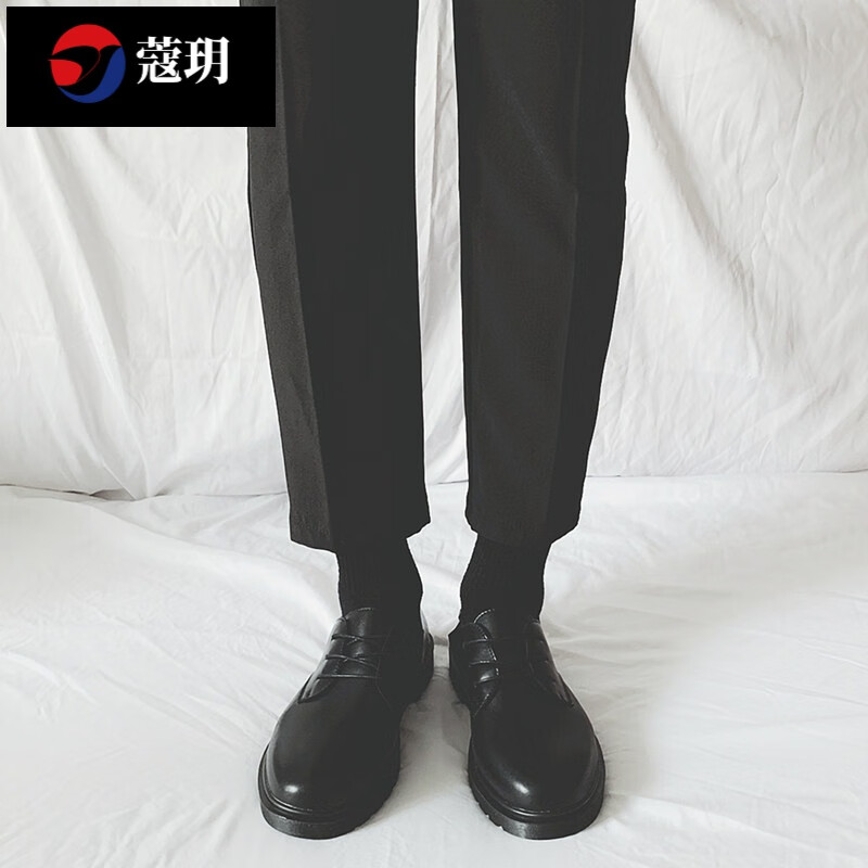 糜鹰穿西装搭配的鞋子配西裤的休闲鞋夏季休闲商务正装黑色小皮鞋大头